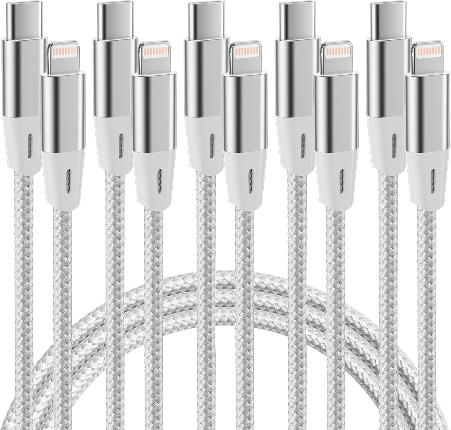 USB C to Lightning Cable 5 Pack 6 FT Mfi Certified Iphone Fast Charging Type C to Lightning Cable Nylon Braided Iphone Cord for Iphone 14 13 12 11 Pro Max Xr Xs 8 7 6 plus and More
