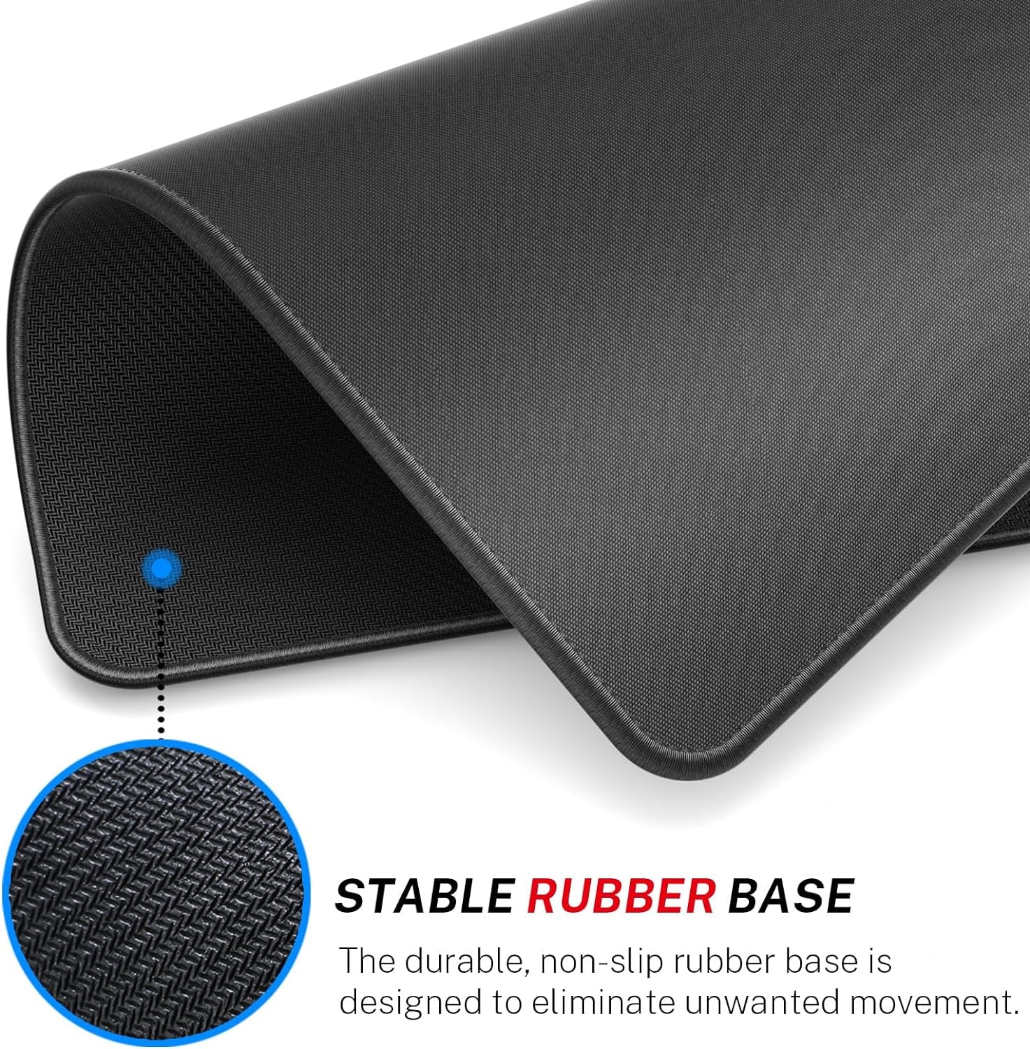 Essential Office & Gaming Mouse Pad, 30% Larger, 8.5” X 11” In, Black | Anti-Fray Stitched Edges, Premium Textured Surface, Non-Slip Rubber Base, Water and Stain Resistant Protection