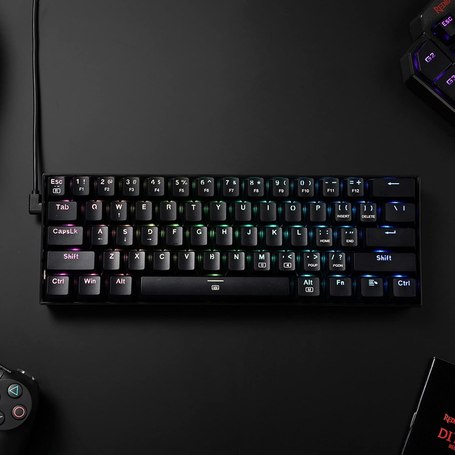 K630 Dragonborn 60% Wired RGB Gaming Keyboard, 61 Keys Compact Mechanical Keyboard with Linear Red Switch, Pro Driver Support, Black
