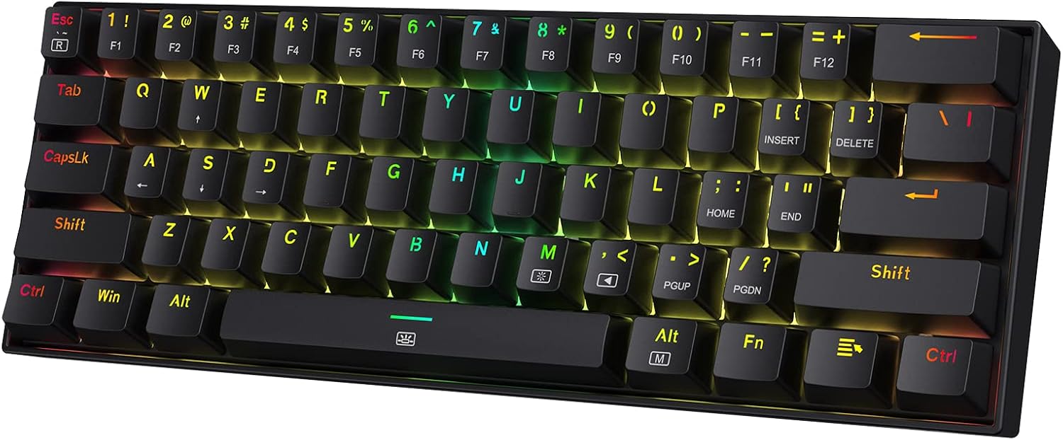 K630 Dragonborn 60% Wired RGB Gaming Keyboard, 61 Keys Compact Mechanical Keyboard with Linear Red Switch, Pro Driver Support, Black