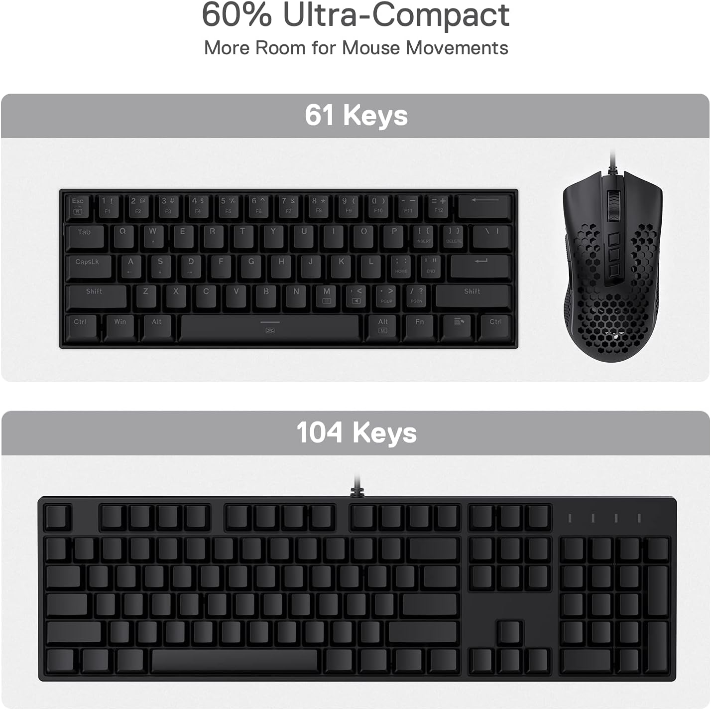 K630 Dragonborn 60% Wired RGB Gaming Keyboard, 61 Keys Compact Mechanical Keyboard with Linear Red Switch, Pro Driver Support, Black