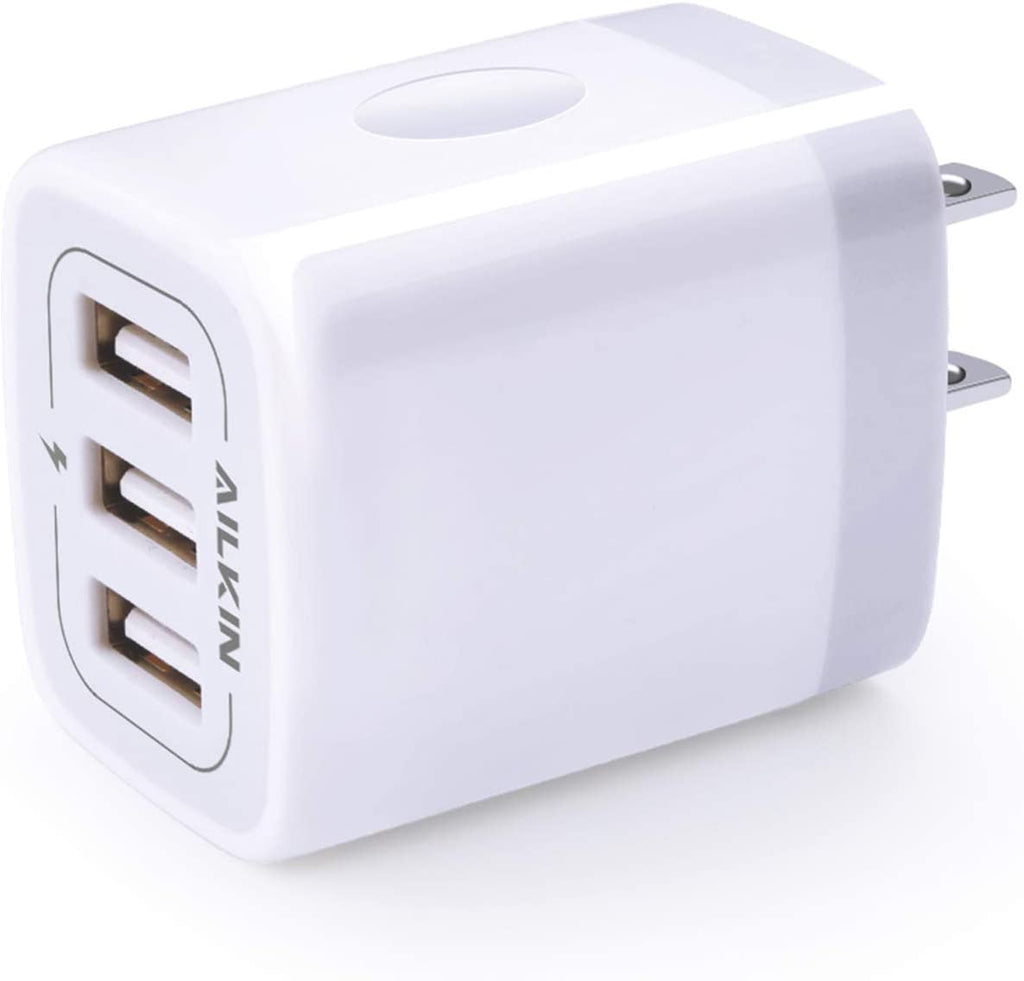 USB Charger Cube Wall Charger Plug  3.1A 3 Muti Port USB Adapter Plug | USB Charging Station Box Base for Iphone 17 16 15 14 13 12 Pro Max Mini SE 11 Pro Max Samsung Phones Charging Block