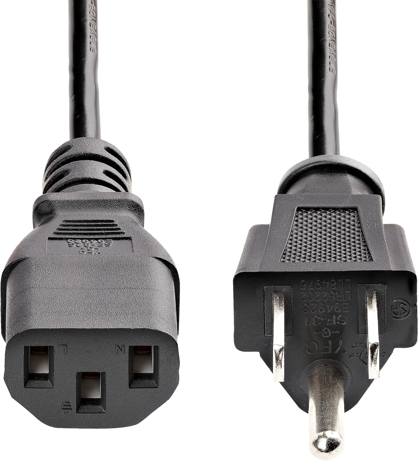 Startech.Com 25Ft (7.6M) Computer Power Cord, NEMA 5-15P to C13, 10A 125V, 18AWG, Black Replacement AC Power Cord, Printer Power Cord, PC Power Supply Cable, Monitor Power Cable - UL Listed (PXT10125) | NEMA 5-15P to C13, UL Listed, Monitor Power Cable, Black Replacement AC Power Cord, Printer Power Cord, PC Power Supply Cable