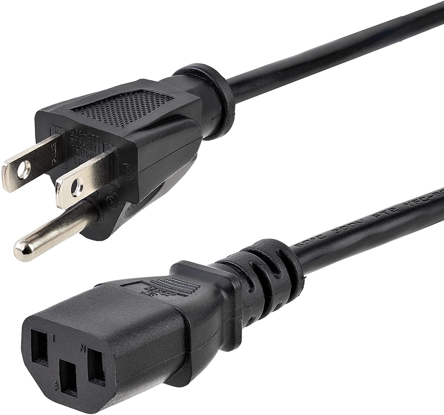 Startech.Com 25Ft (7.6M) Computer Power Cord, NEMA 5-15P to C13, 10A 125V, 18AWG, Black Replacement AC Power Cord, Printer Power Cord, PC Power Supply Cable, Monitor Power Cable - UL Listed (PXT10125) | NEMA 5-15P to C13, UL Listed, Monitor Power Cable, Black Replacement AC Power Cord, Printer Power Cord, PC Power Supply Cable